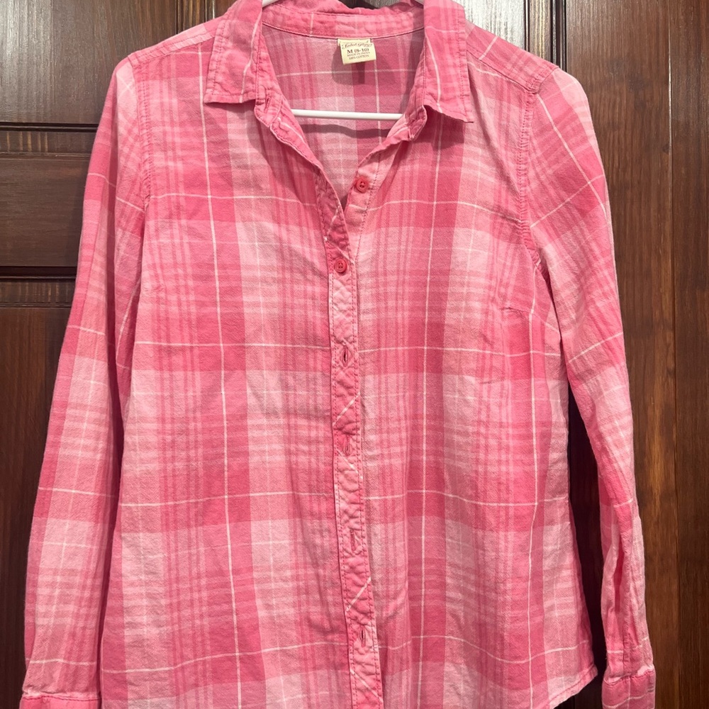 Pink Plaid Button-Up Shirt